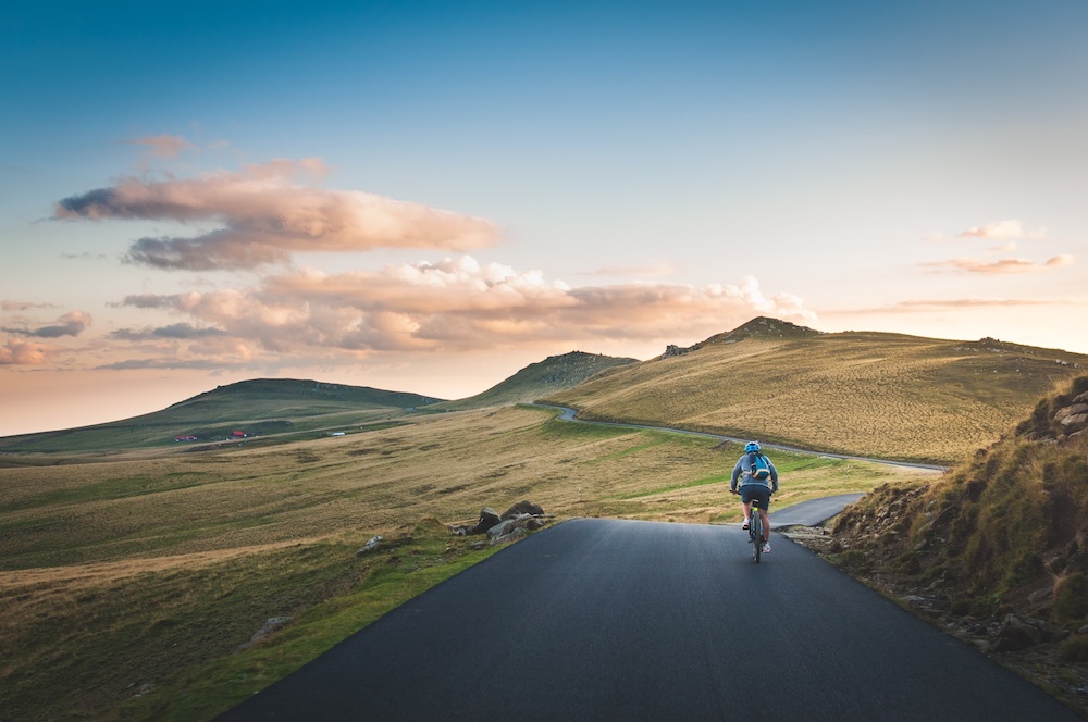 bicycling on mountain road